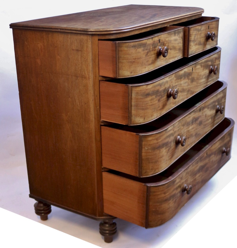 Fine Quality George 1V  Mahogany D Shaped 5 Drawer Chest View X
