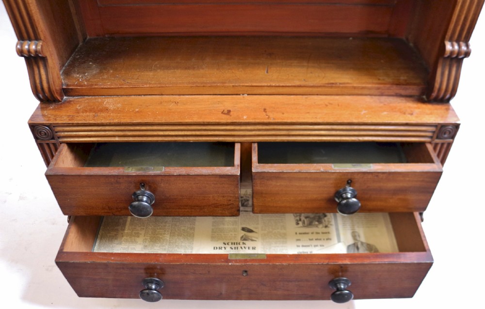 Regency Mahogany Open Bookcase with 3 Drawers Below View IV