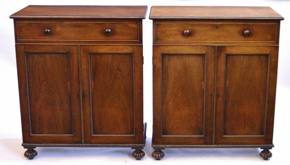 Fine and Rare Pair of Regency Rosewood Side Cabinets View II
