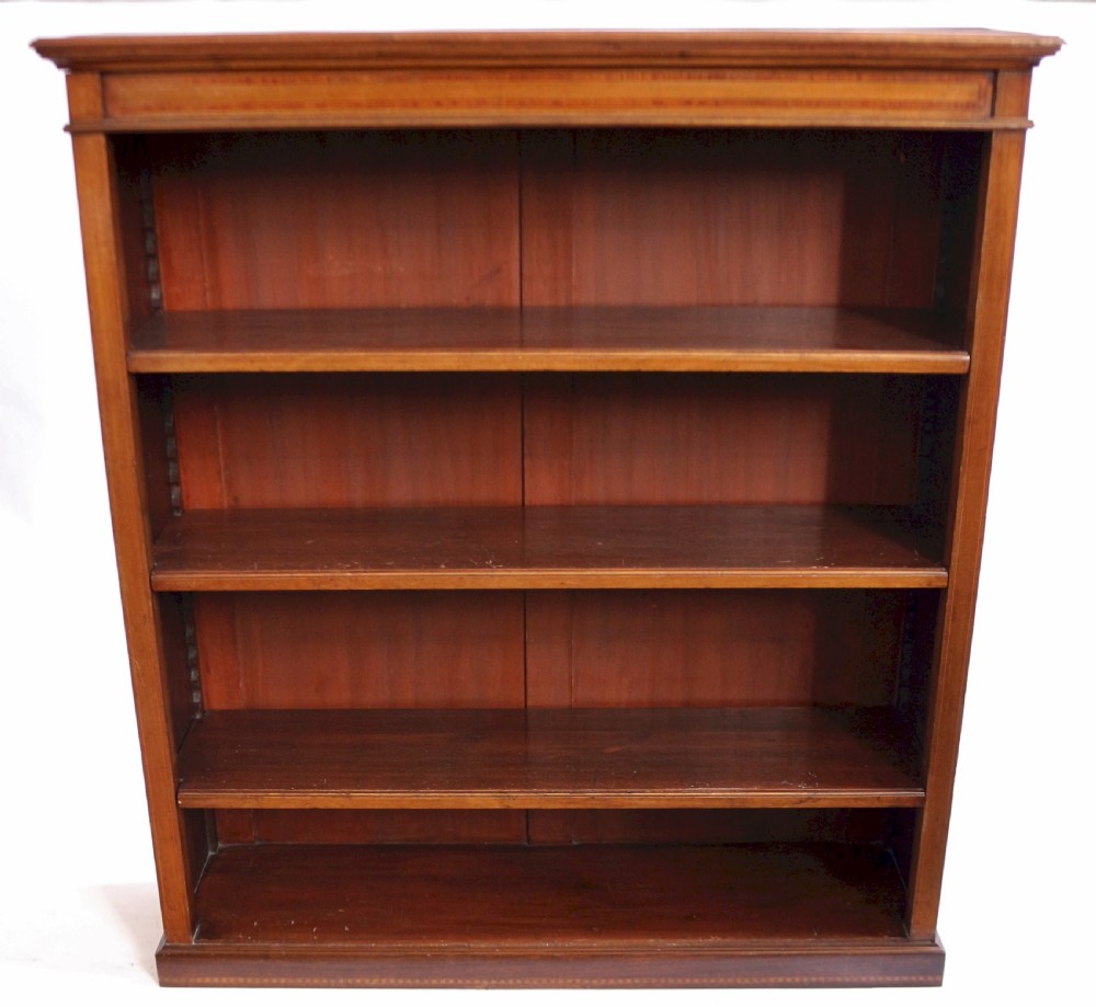 Edwardian Mahogany Inlaid Open Bookcase