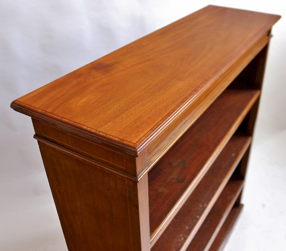 Edwardian Mahogany Inlaid Open Bookcase View IV