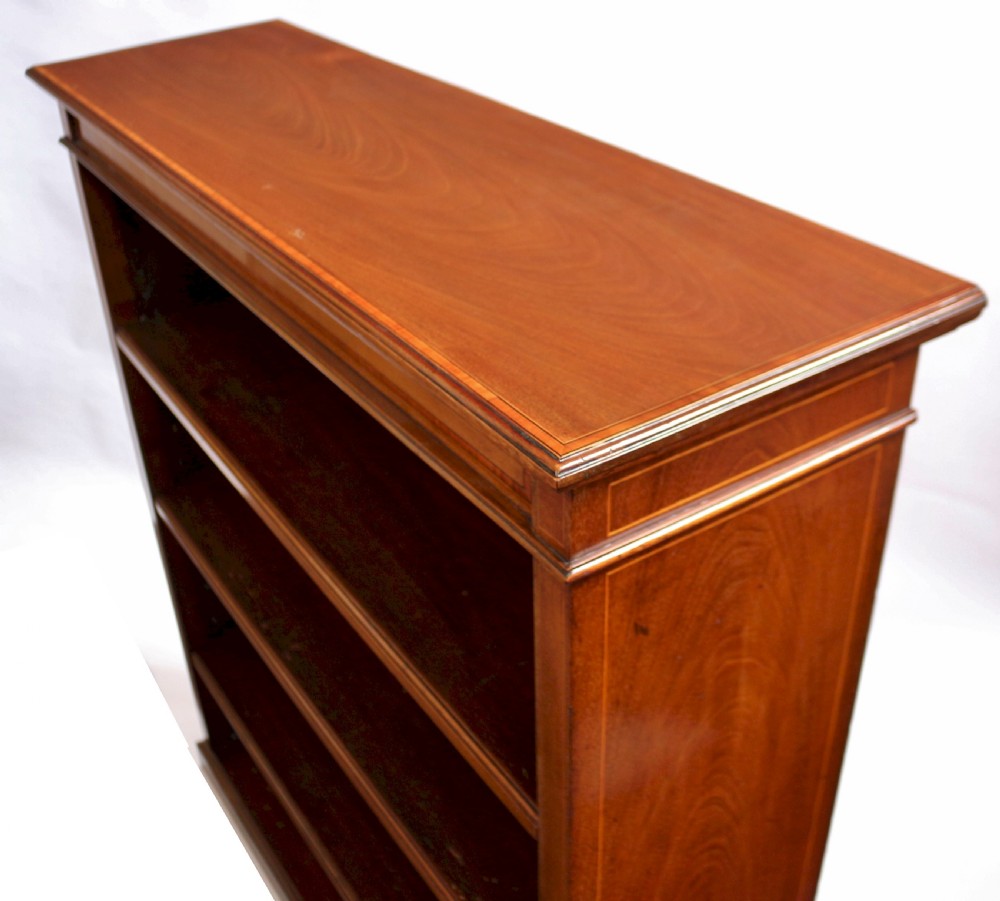 Edwardian Mahogany Inlaid Open Bookcase View V