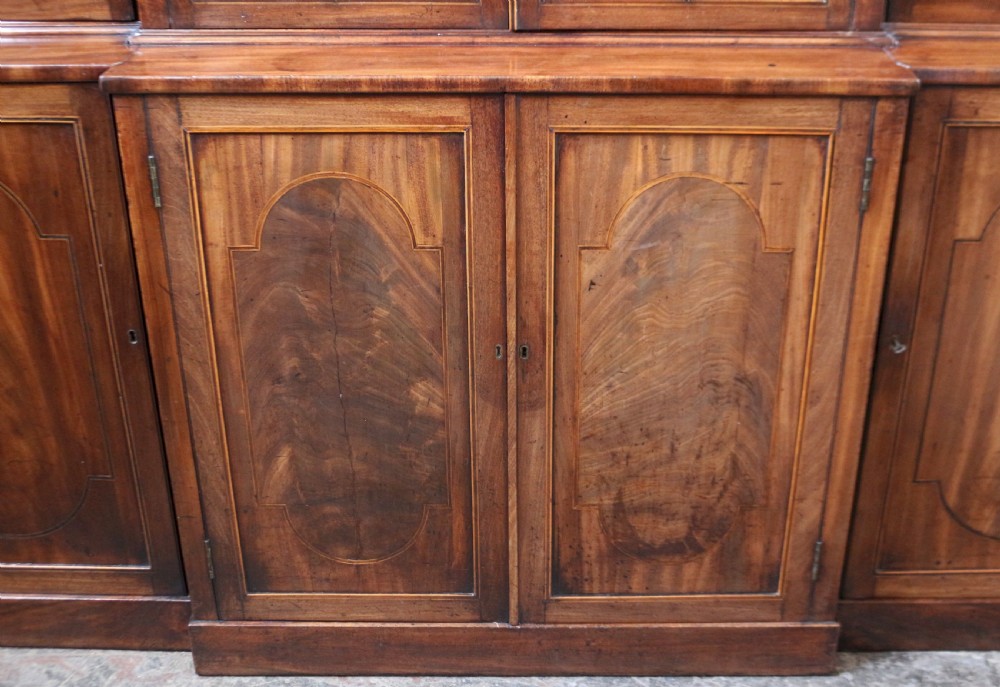 Regency Mahogany 4 Door Inlaid Breakfront Glazed Bookcase View VI