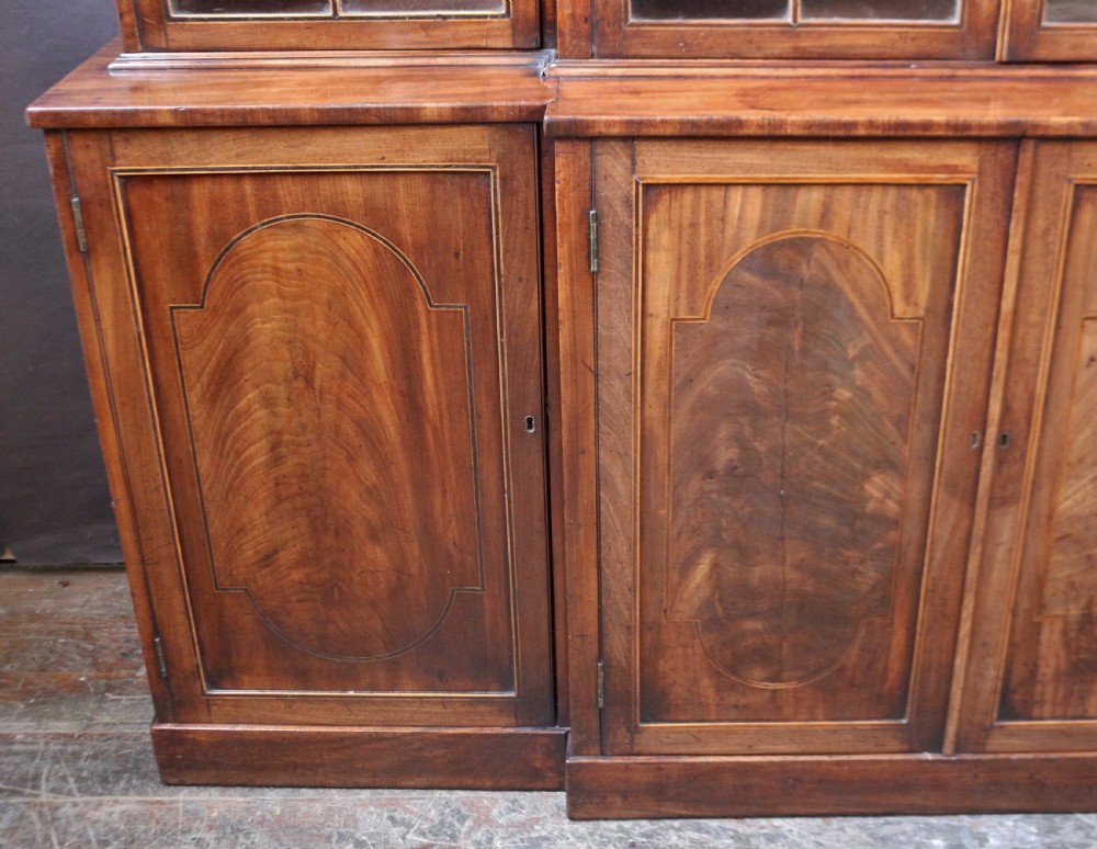 Regency Mahogany 4 Door Inlaid Breakfront Glazed Bookcase View VII