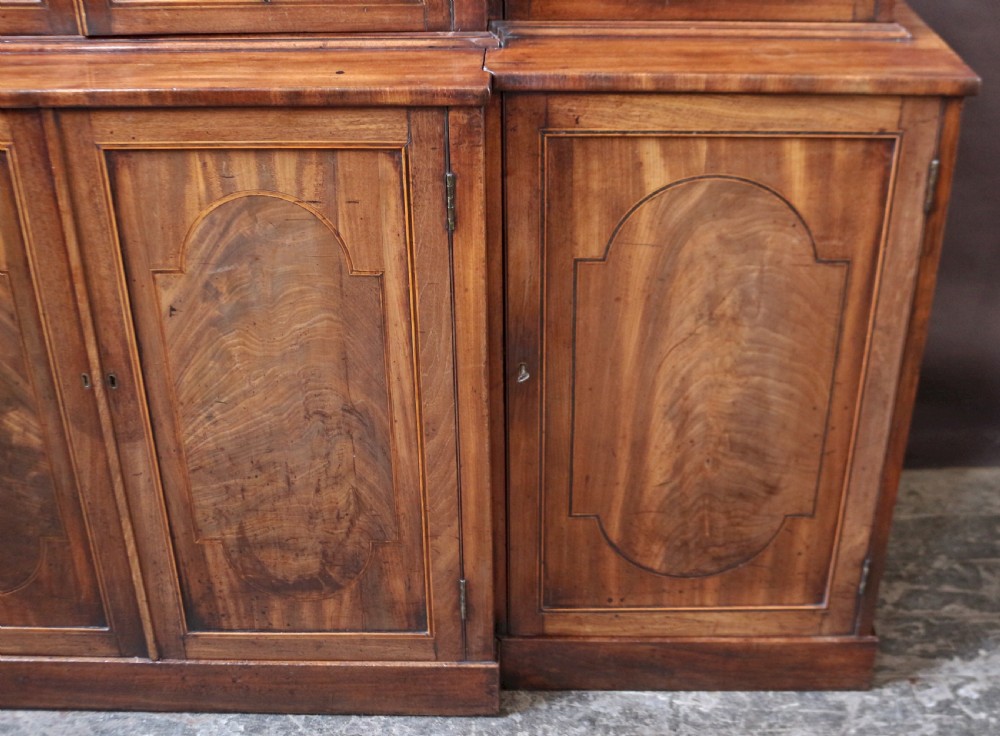 Regency Mahogany 4 Door Inlaid Breakfront Glazed Bookcase View VIII
