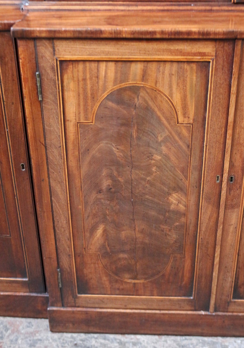Regency Mahogany 4 Door Inlaid Breakfront Glazed Bookcase View IX