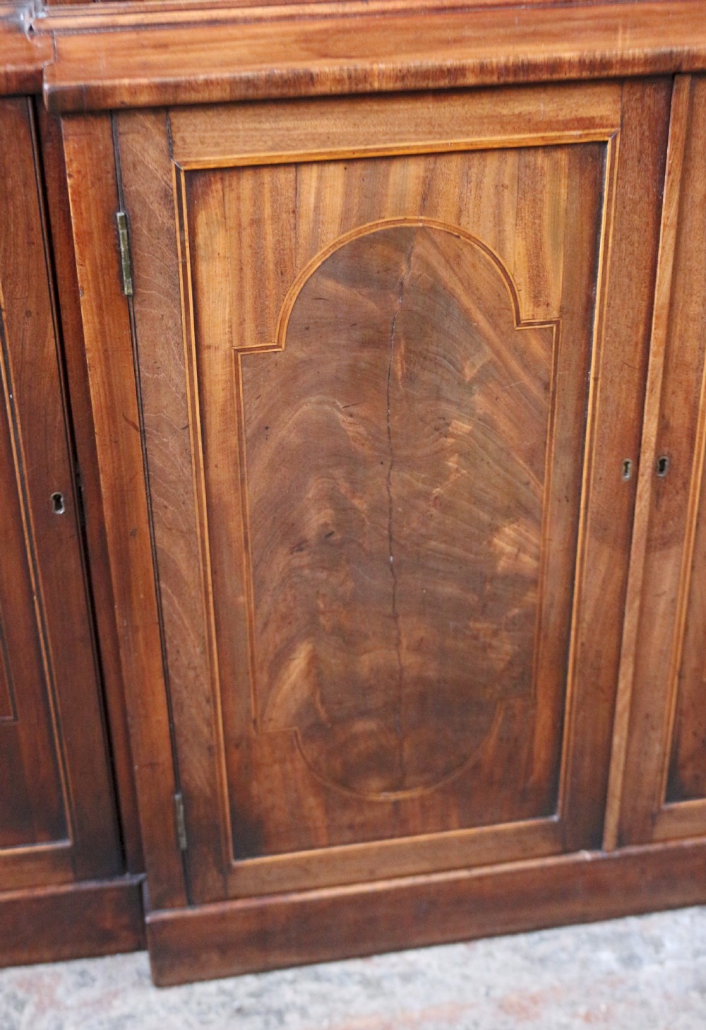 Regency Mahogany 4 Door Inlaid Breakfront Glazed Bookcase View X