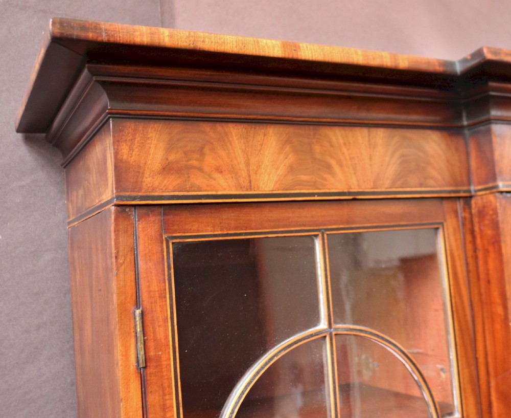 Regency Mahogany 4 Door Inlaid Breakfront Glazed Bookcase View XVI
