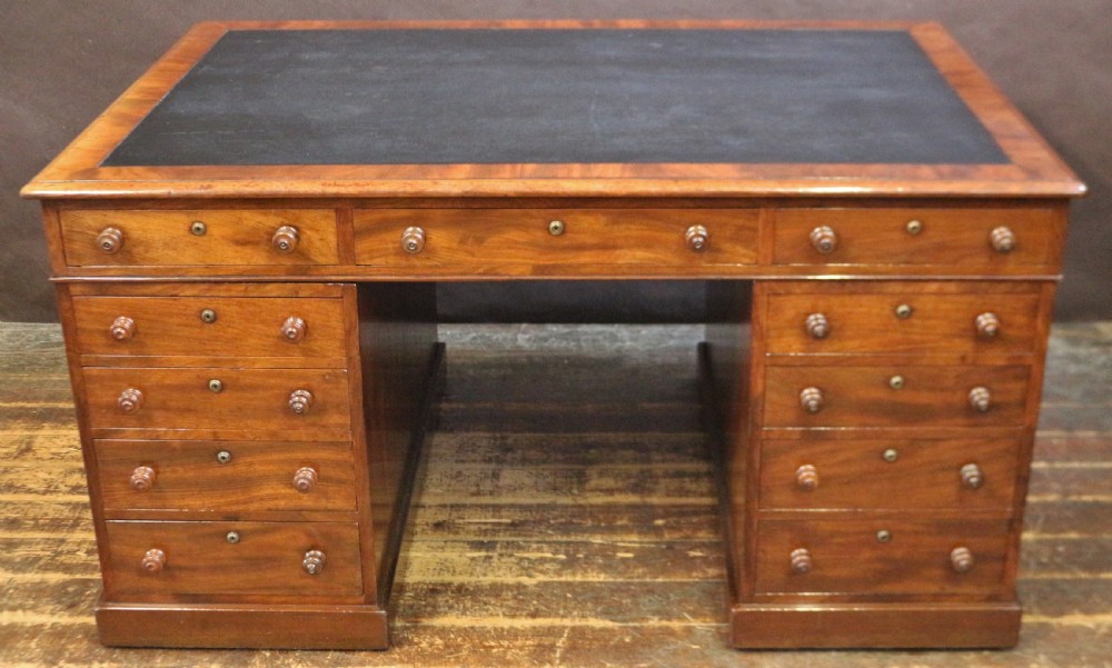Early 19C Mahogany 3 Part 22 Drawer Partners Kneehole Desk View II