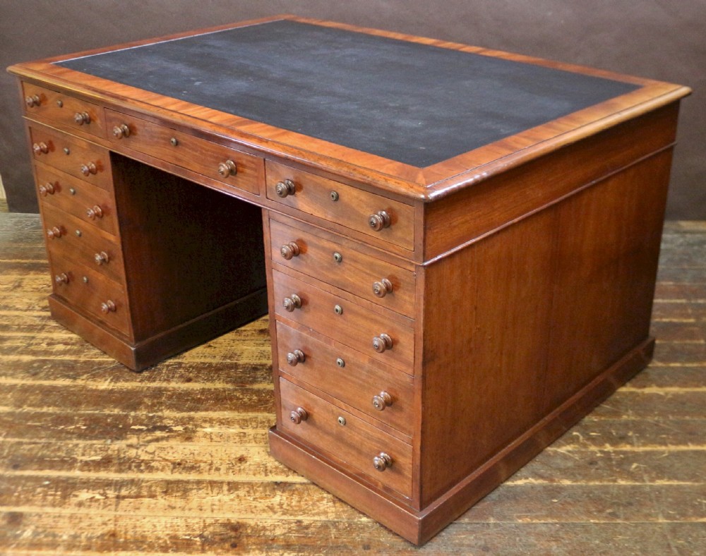 Early 19C Mahogany 3 Part 22 Drawer Partners Kneehole Desk View III