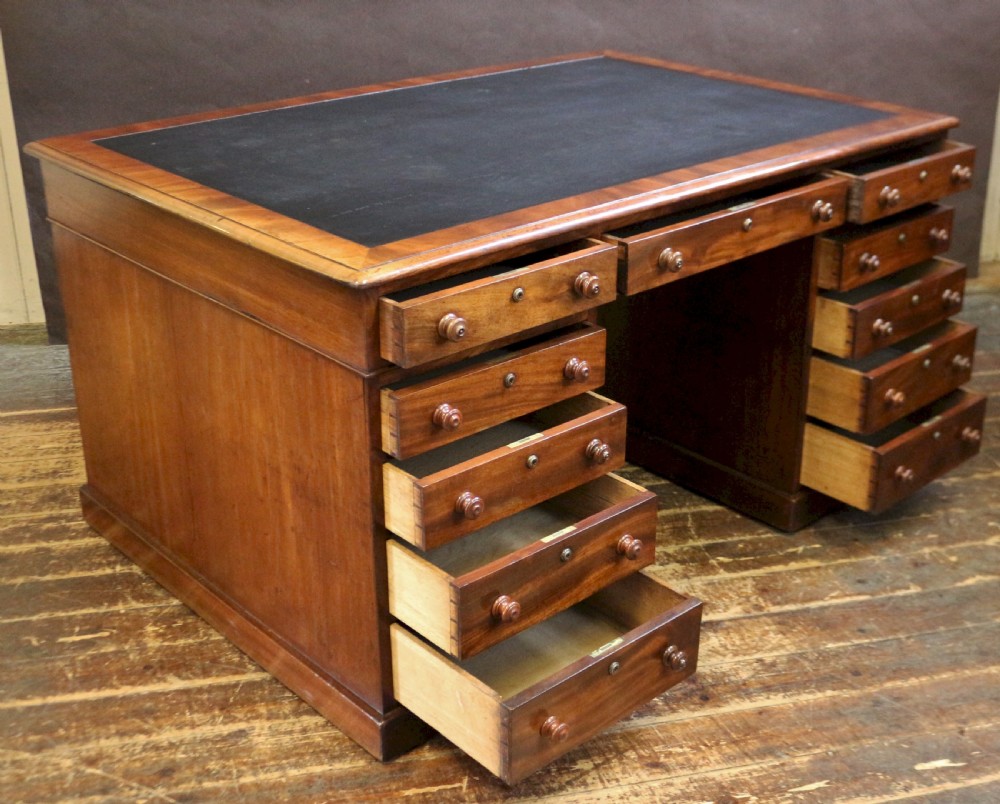 Early 19C Mahogany 3 Part 22 Drawer Partners Kneehole Desk View IV