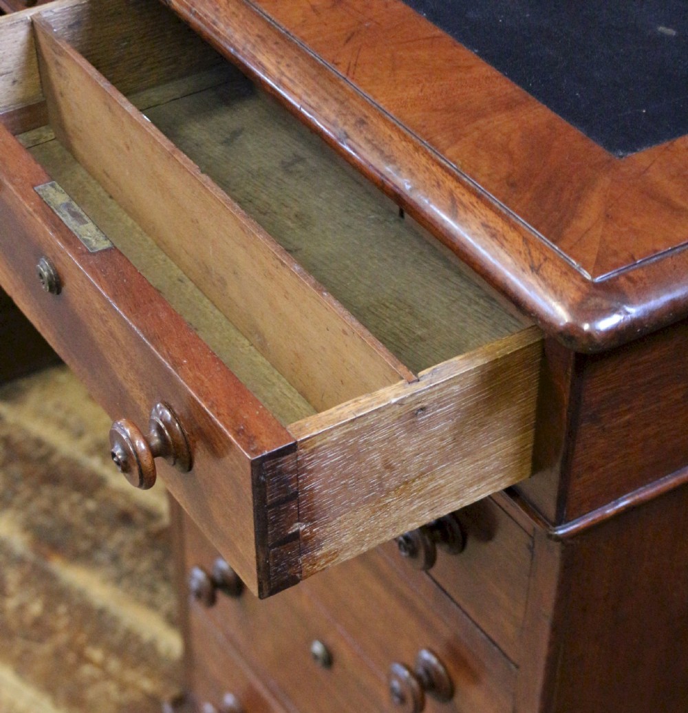 Early 19C Mahogany 3 Part 22 Drawer Partners Kneehole Desk View X