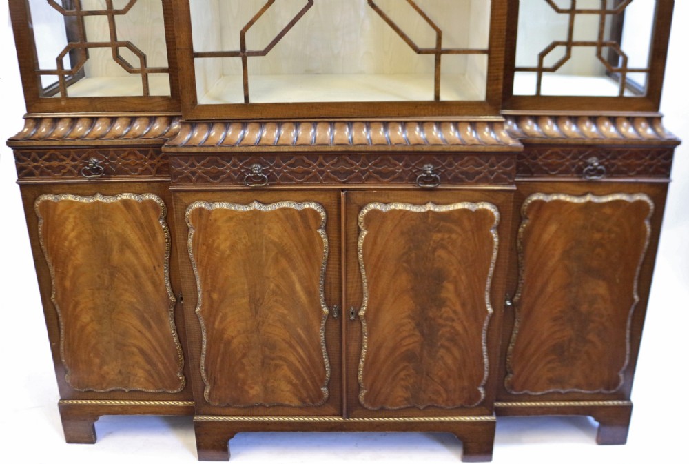 Edwardian Mahogany 'Chinese Chippendale' Breakfront Display Cabinet View V