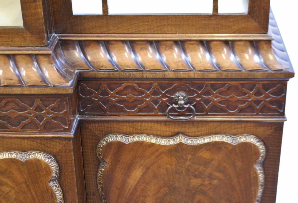 Edwardian Mahogany 'Chinese Chippendale' Breakfront Display Cabinet View VII