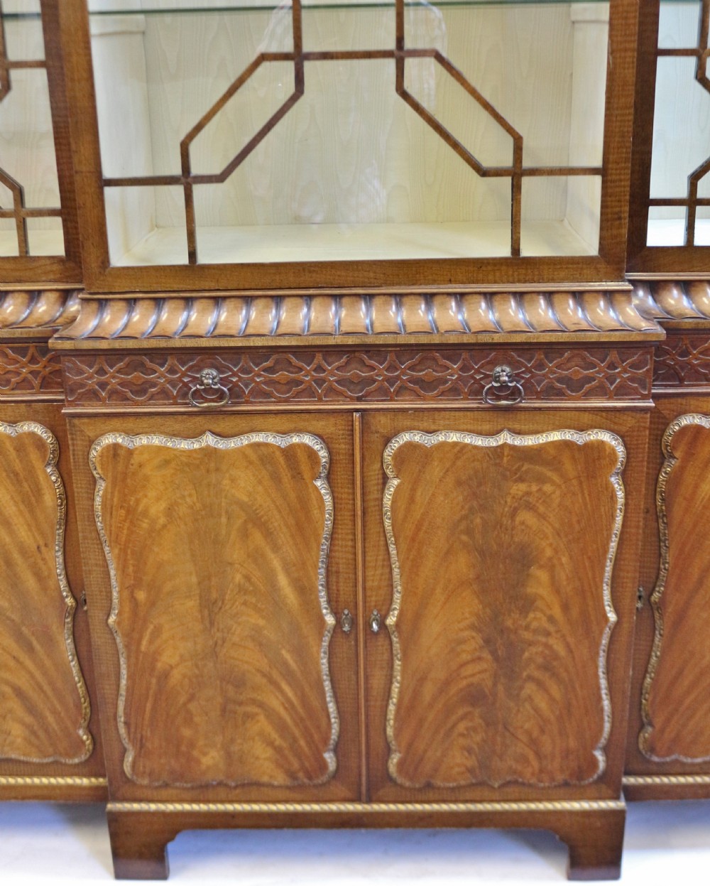 Edwardian Mahogany 'Chinese Chippendale' Breakfront Display Cabinet View VIII