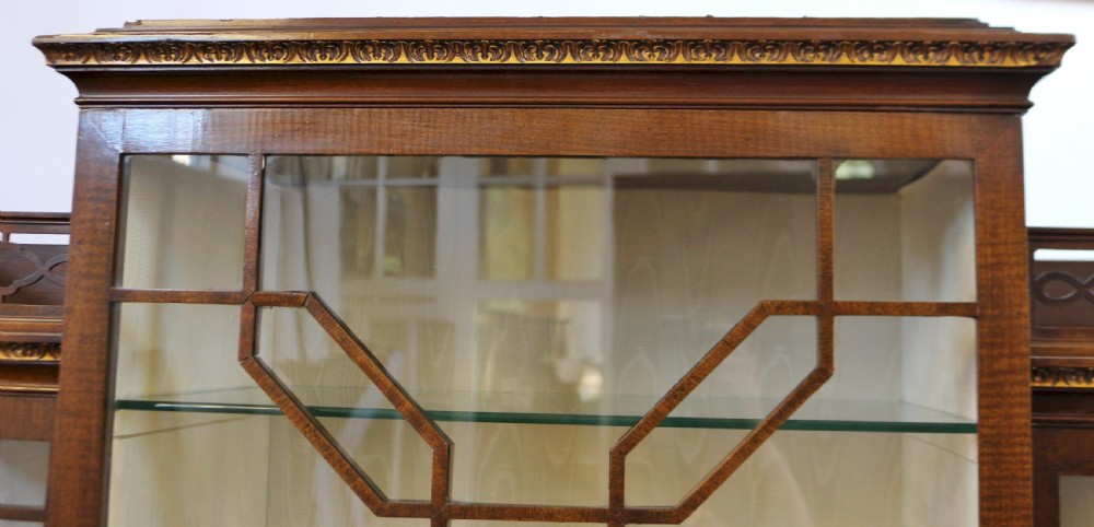 Edwardian Mahogany 'Chinese Chippendale' Breakfront Display Cabinet View XVII