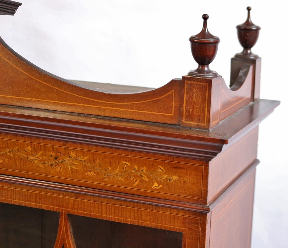 Edwardian Inlaid Feathered Mahogany Secretaire Bookcase View XVII