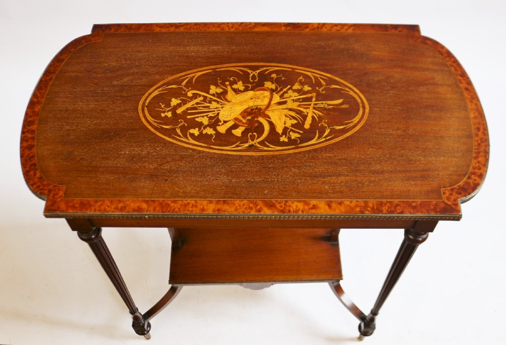 Edwardian Mahogany Inlaid & Brass Decorated Centre Table View III