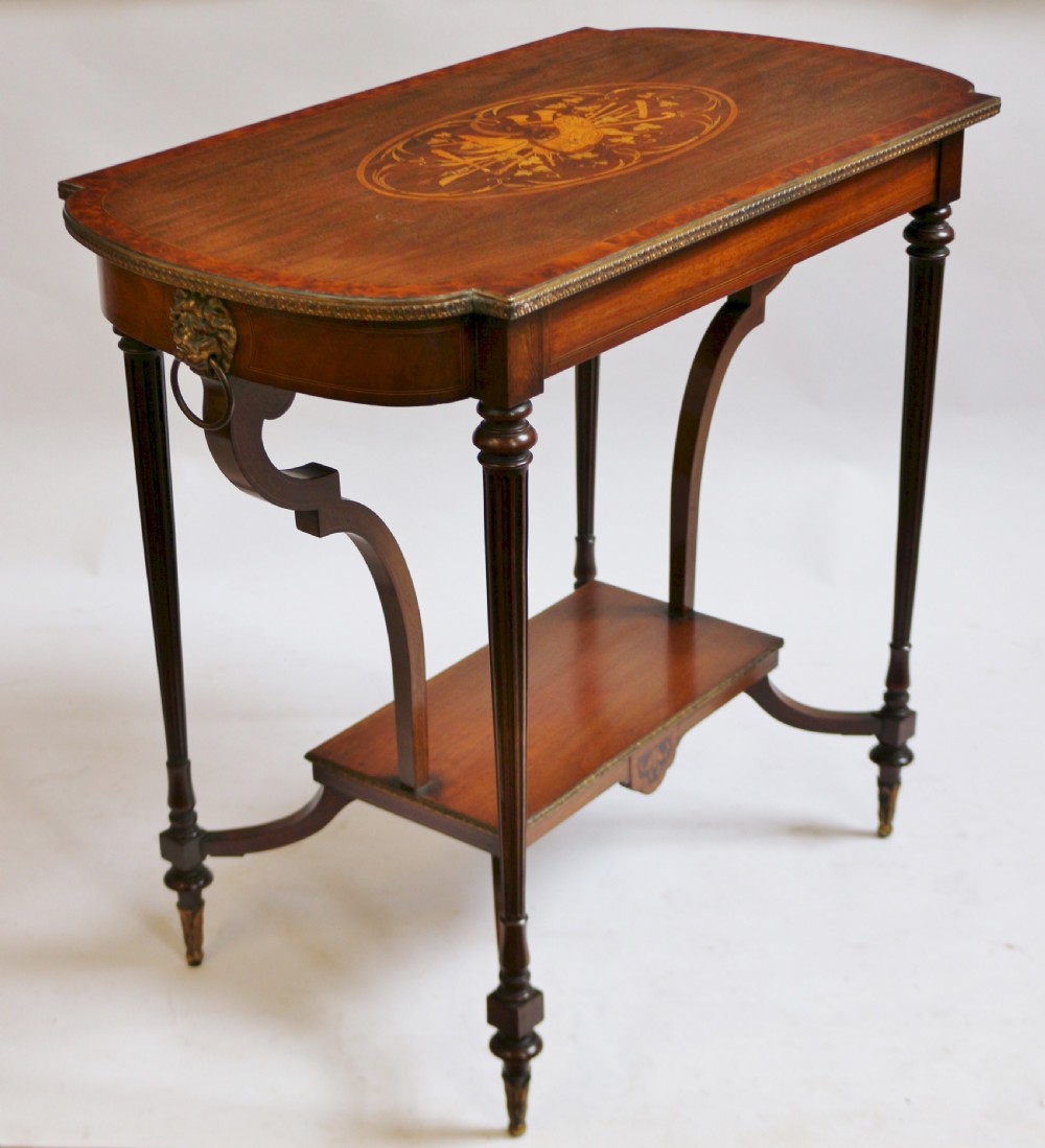 Edwardian Mahogany Inlaid & Brass Decorated Centre Table View V