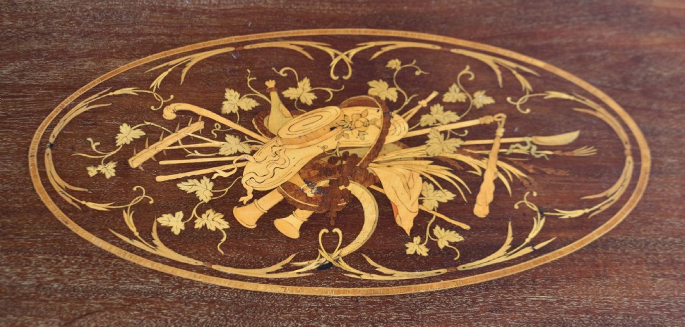 Edwardian Mahogany Inlaid & Brass Decorated Centre Table View VII