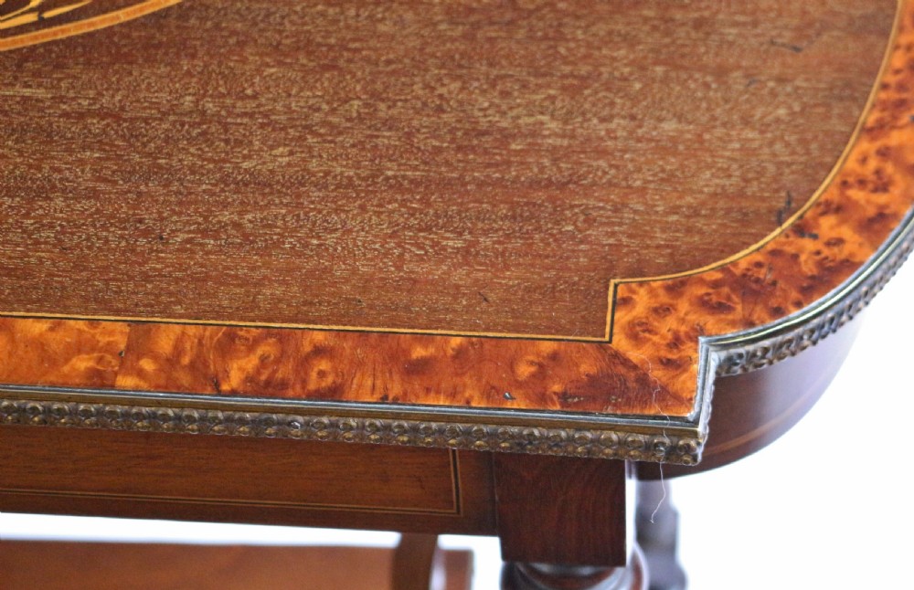 Edwardian Mahogany Inlaid & Brass Decorated Centre Table View VIII