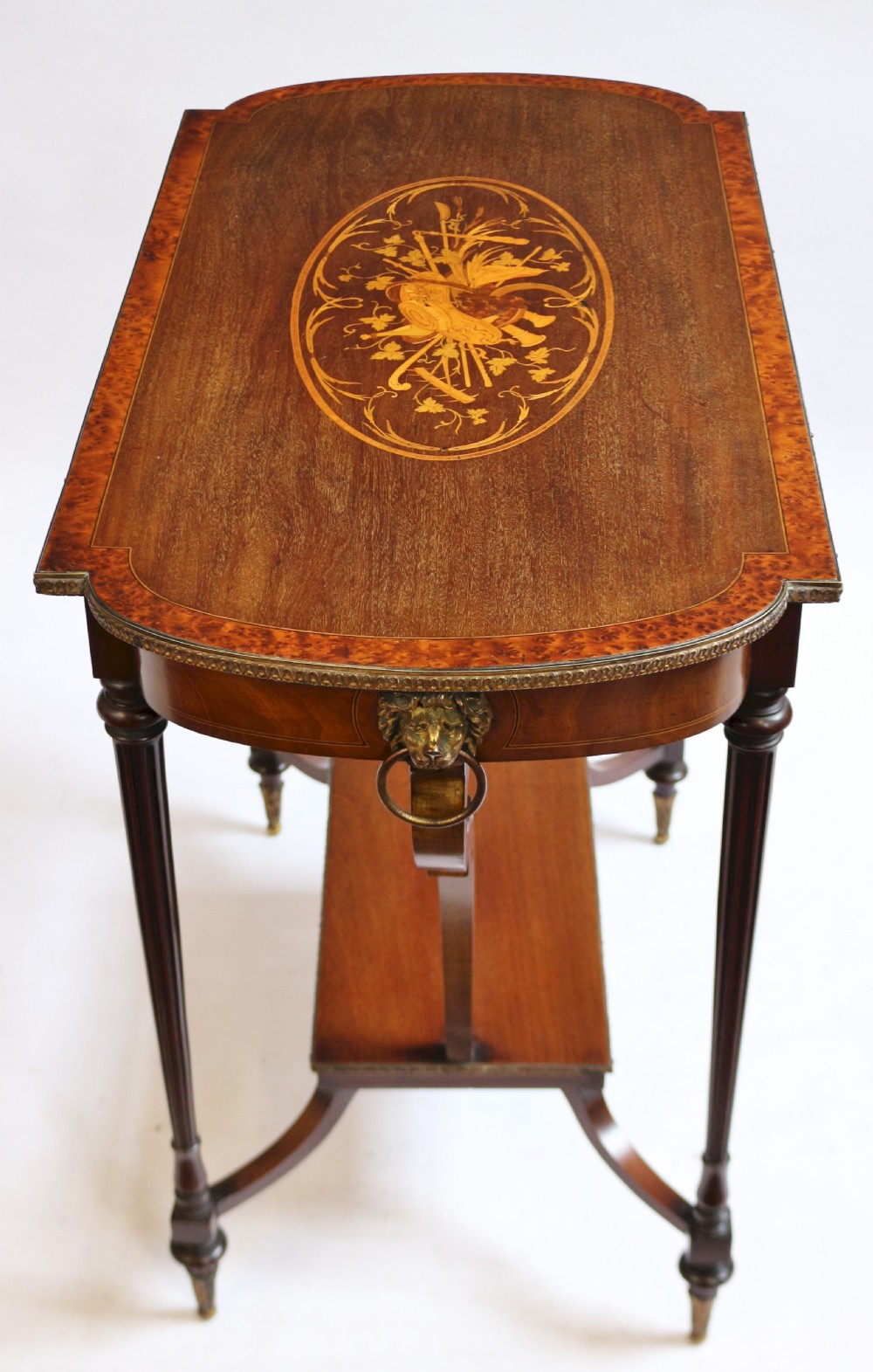 Edwardian Mahogany Inlaid & Brass Decorated Centre Table View IX