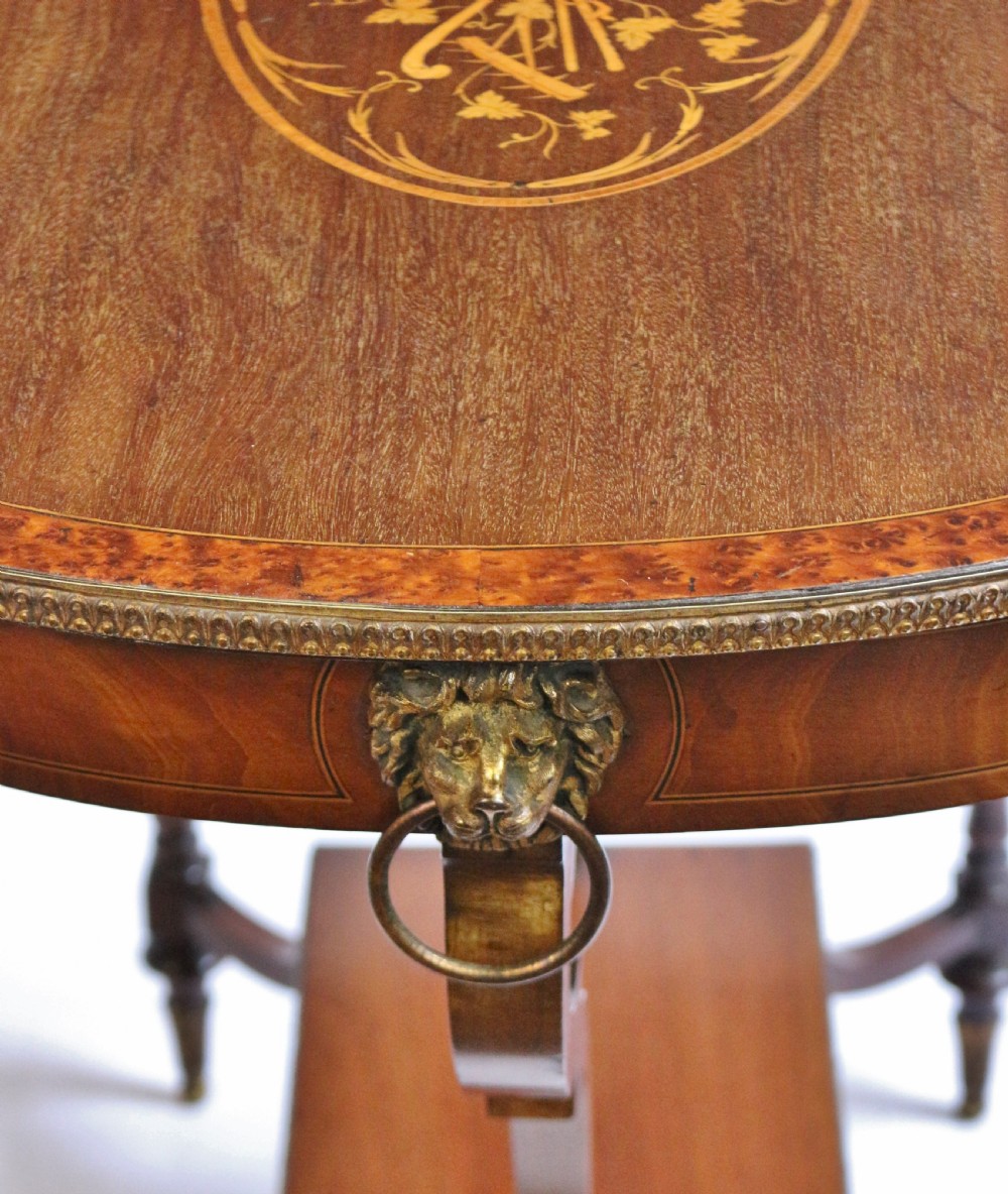 Edwardian Mahogany Inlaid & Brass Decorated Centre Table View X