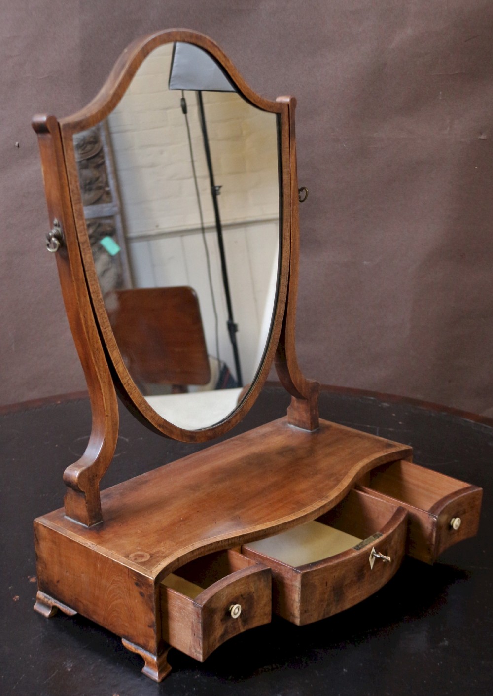 George 111 Mahogany 3 Drawer Serpentine Dressing Mirror View II