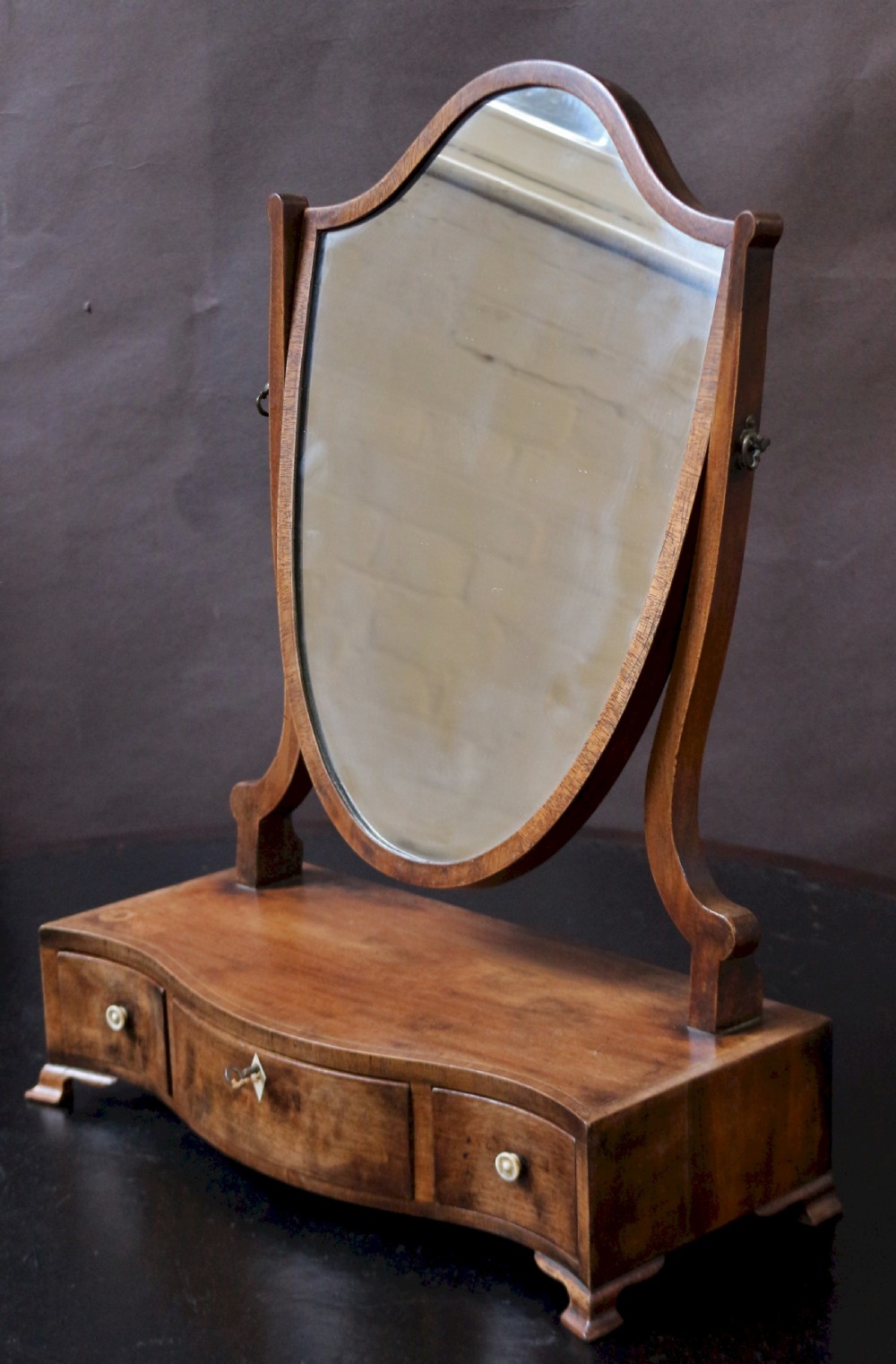 George 111 Mahogany 3 Drawer Serpentine Dressing Mirror View III