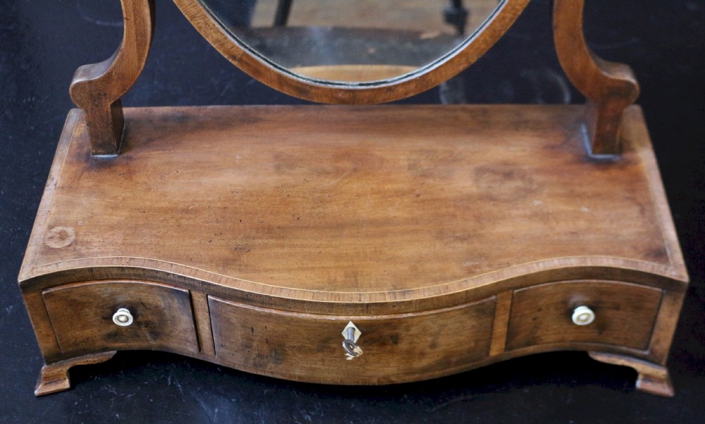 George 111 Mahogany 3 Drawer Serpentine Dressing Mirror View V