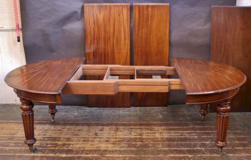 Victorian Mahogany Circular Extending Dining Table with 3 Extra Leaves View II