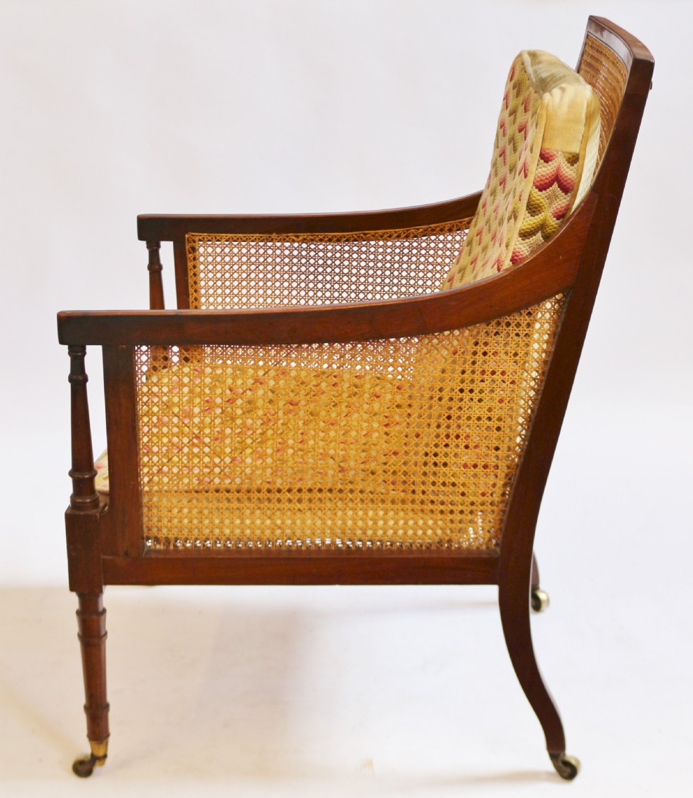 19C Mahogany Bergere Armchair View V