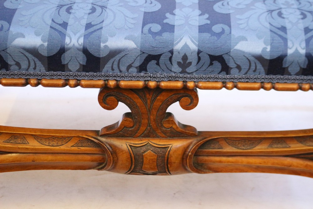 Victorian Carved Walnut Oblong Stool View IX
