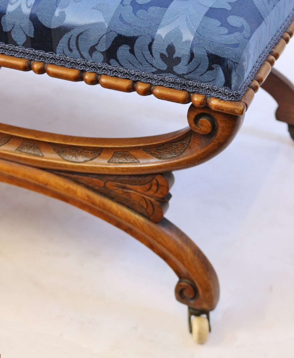 Victorian Carved Walnut Oblong Stool View X