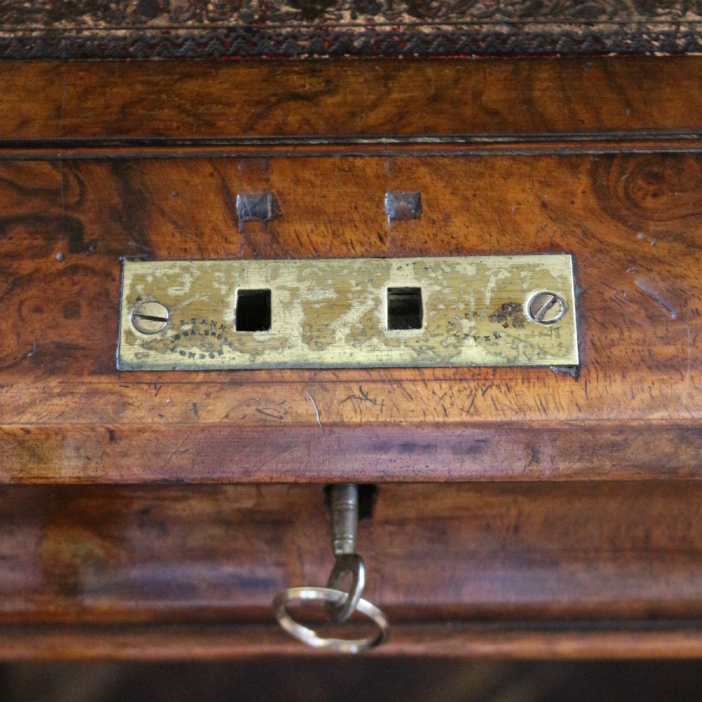 Victorian Figured Walnut Cylinder Top Kneehole Desk View VII
