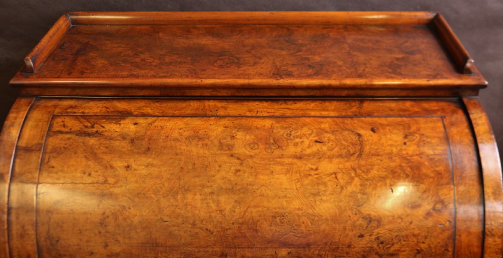 Victorian Figured Walnut Cylinder Top Kneehole Desk View XII