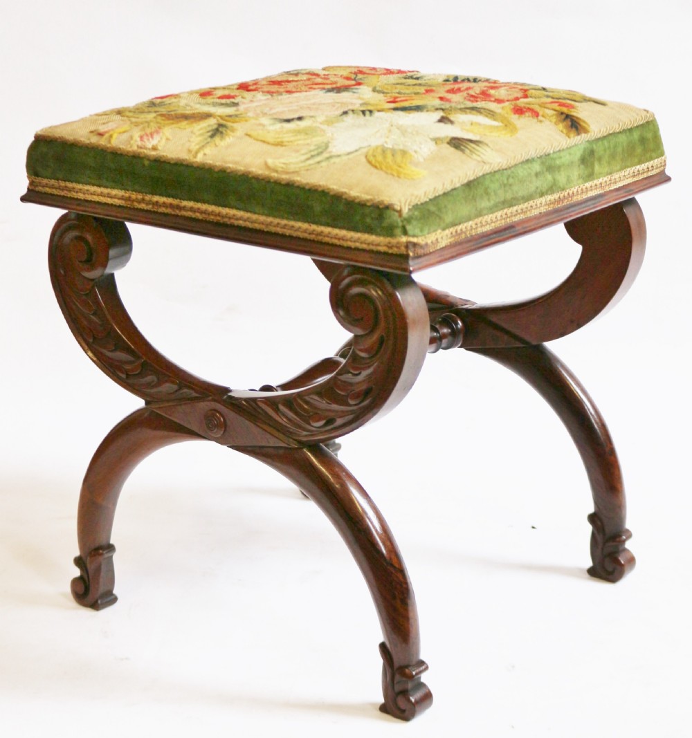 William 1V Rosewood X Frame Stool