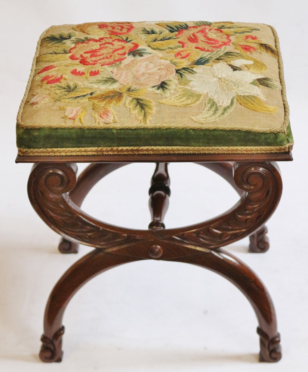William 1V Rosewood X Frame Stool View II