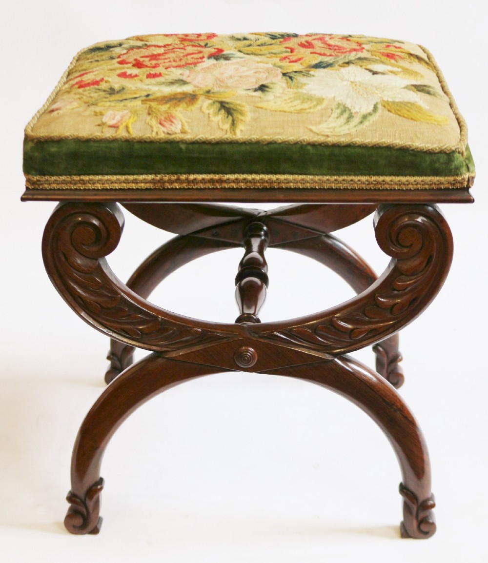 William 1V Rosewood X Frame Stool View III