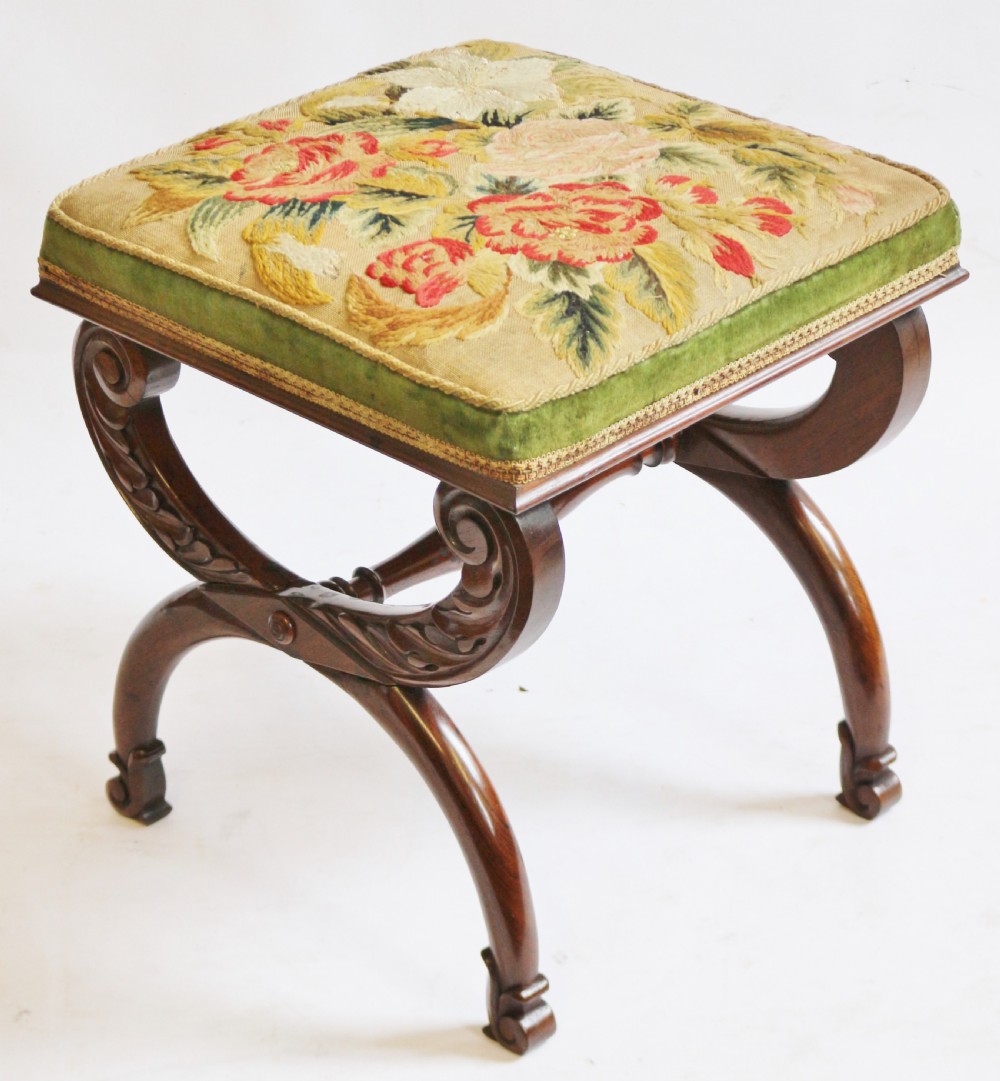William 1V Rosewood X Frame Stool View IV