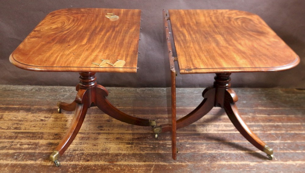 Regency Mahogany Twin Pedestal Dining Table with Extra Leaf View III