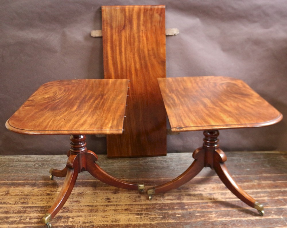 Regency Mahogany Twin Pedestal Dining Table with Extra Leaf View IV