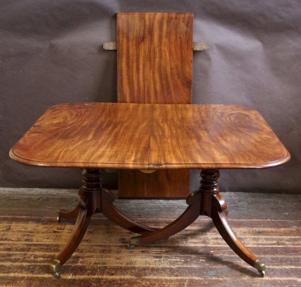 Regency Mahogany Twin Pedestal Dining Table with Extra Leaf View V