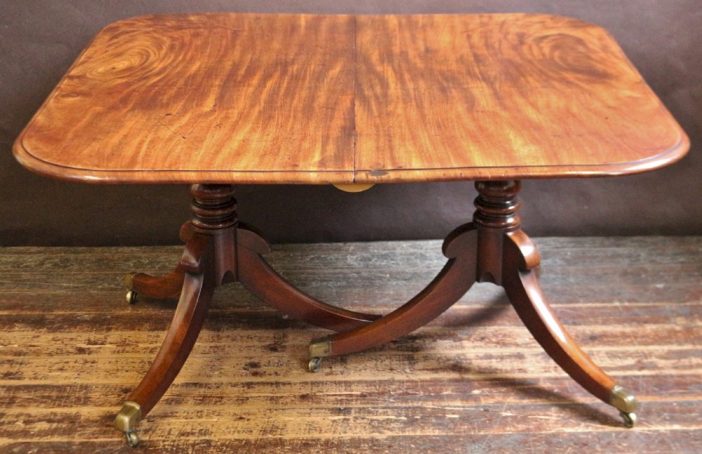 Regency Mahogany Twin Pedestal Dining Table with Extra Leaf View VI