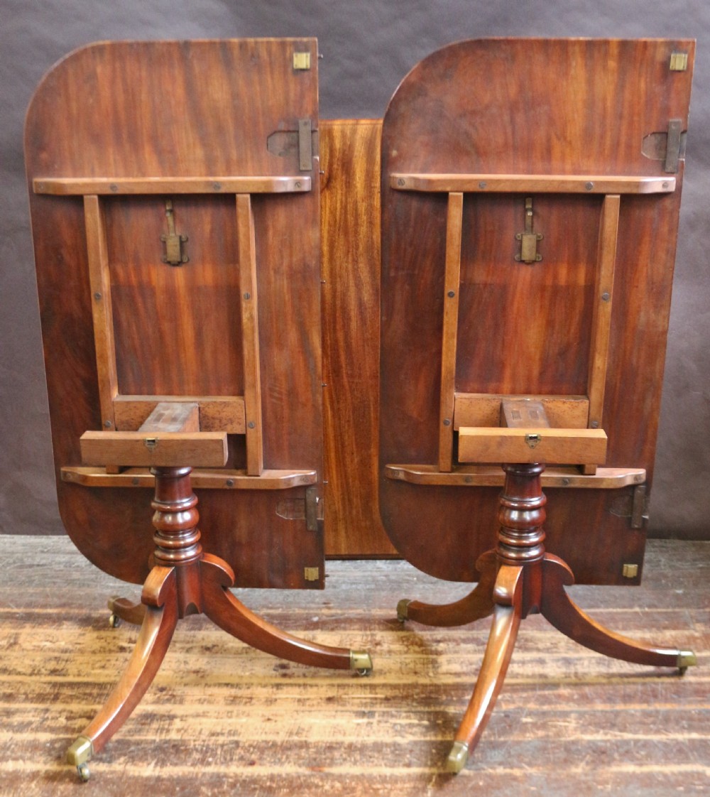 Regency Mahogany Twin Pedestal Dining Table with Extra Leaf View VIII