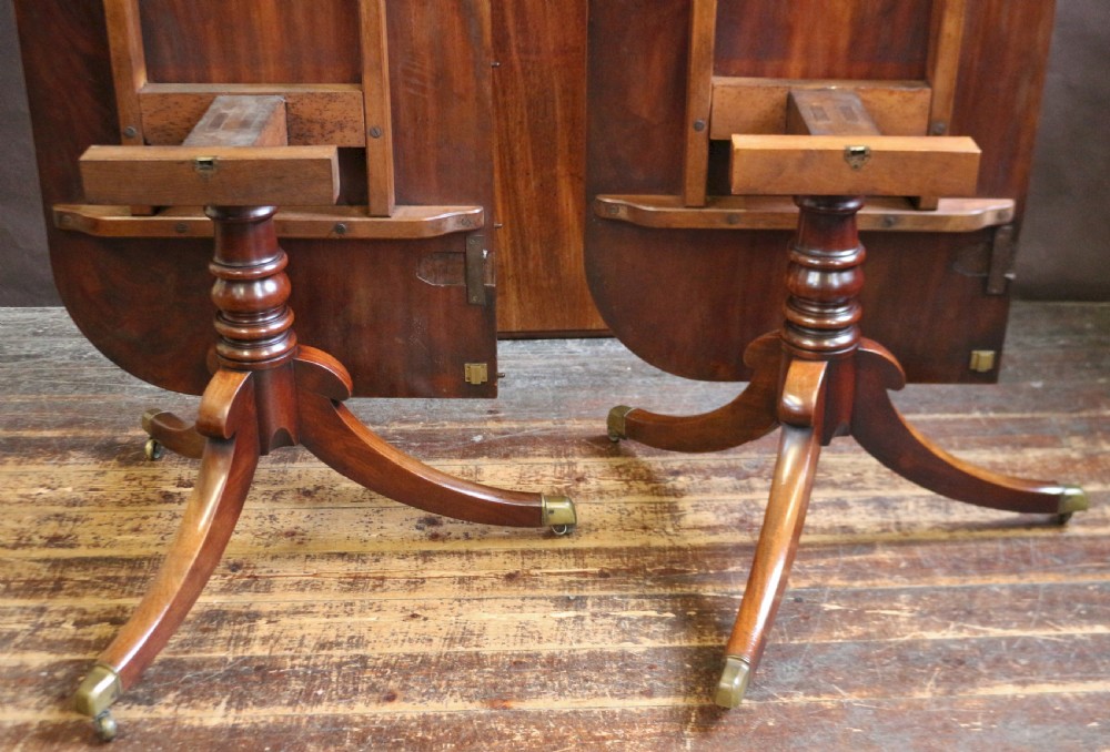 Regency Mahogany Twin Pedestal Dining Table with Extra Leaf View IX