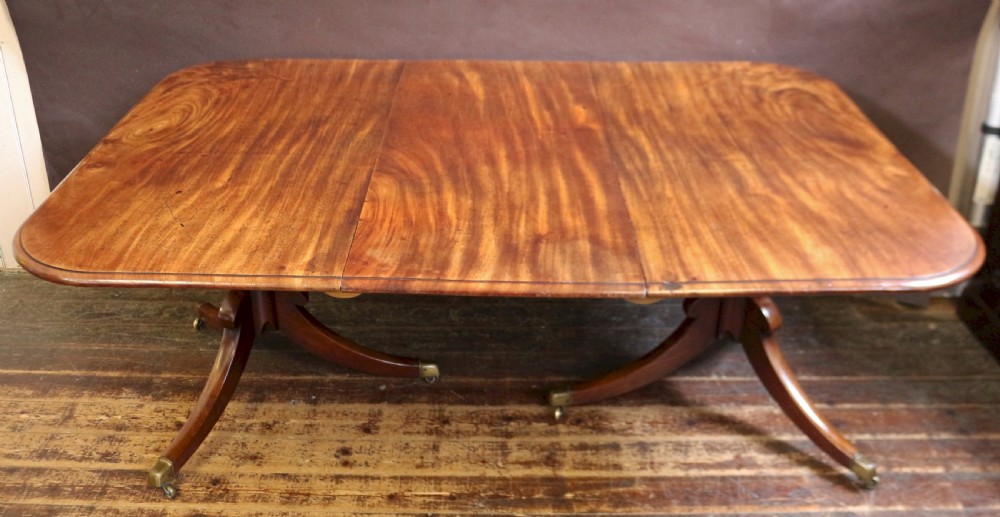 Regency Mahogany Twin Pedestal Dining Table with Extra Leaf View XI