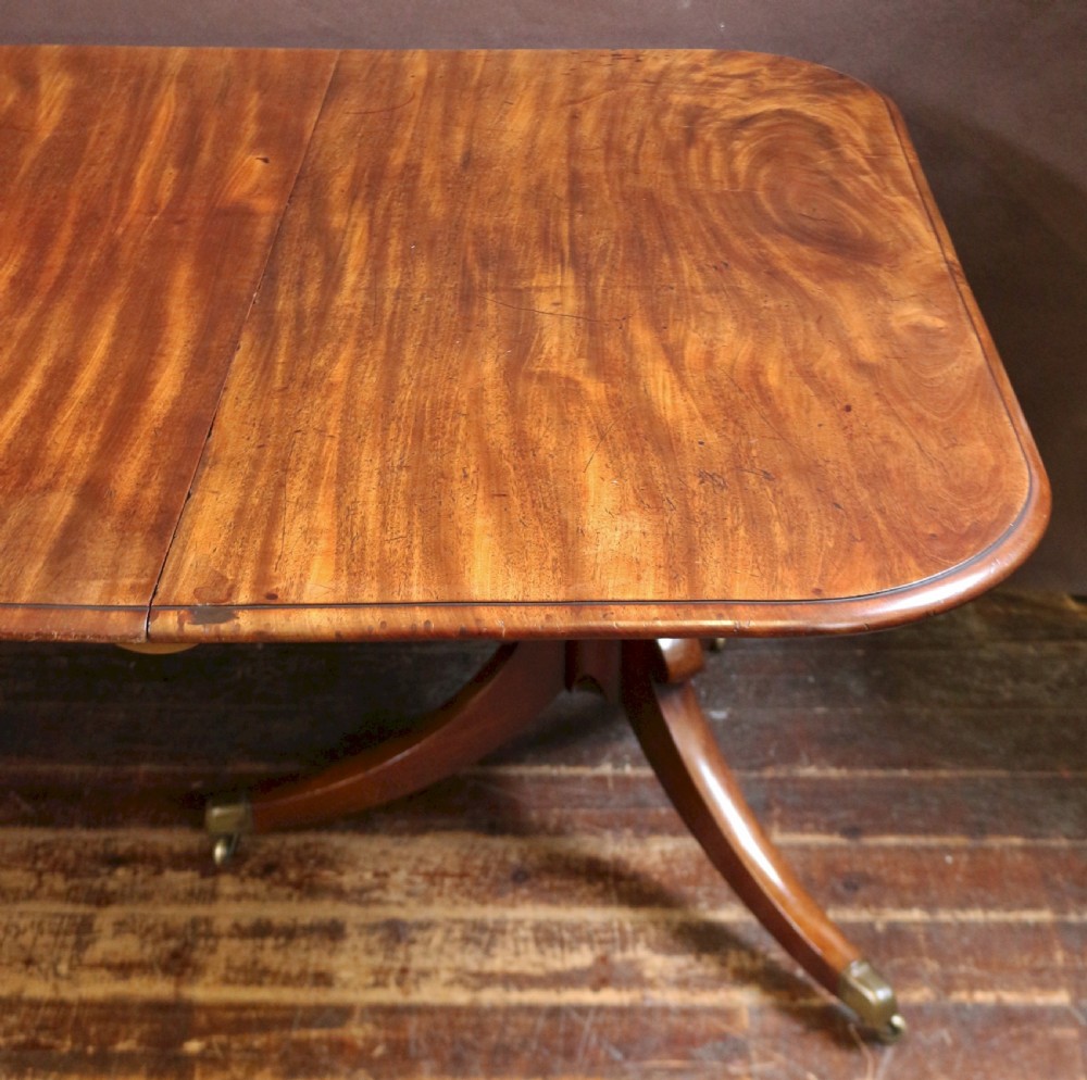 Regency Mahogany Twin Pedestal Dining Table with Extra Leaf View XV