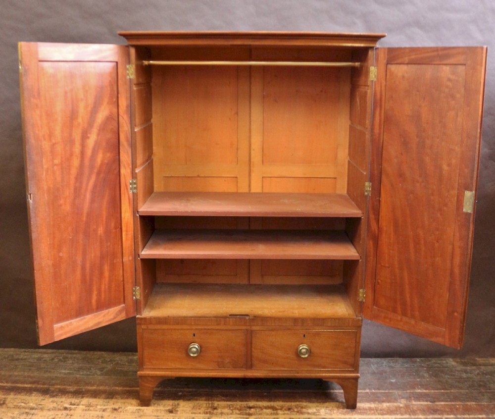 Fine Quality George 1V Mahogany Dwarf Linen Press Wardrobe by Wilkinson View II