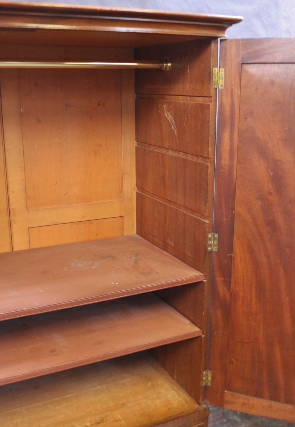 Fine Quality George 1V Mahogany Dwarf Linen Press Wardrobe by Wilkinson View V
